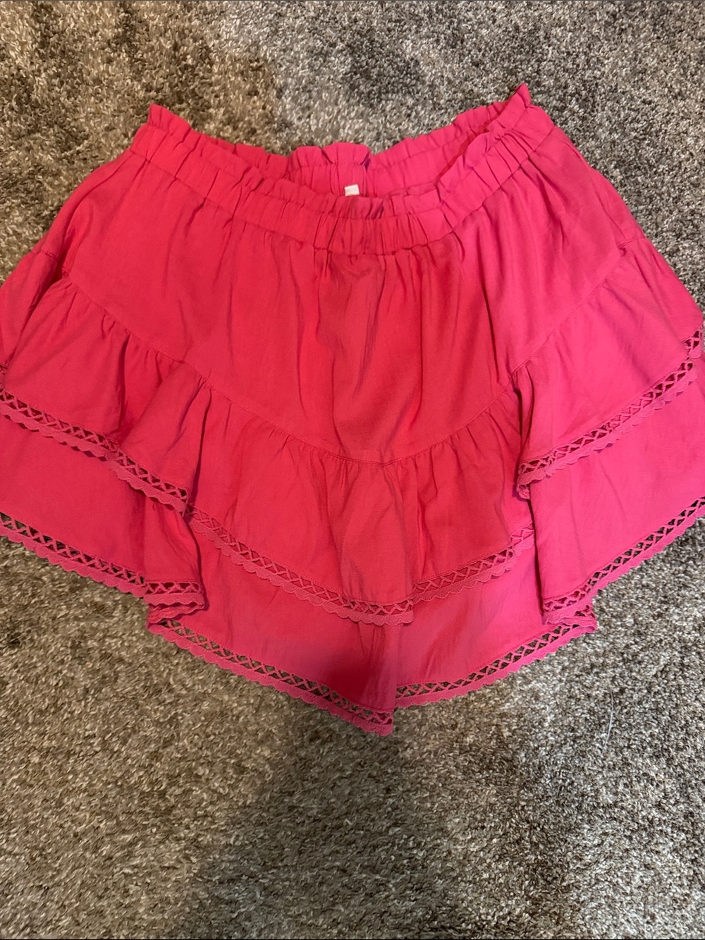 Ruffled Tiered Women's Skort in Hot Pink